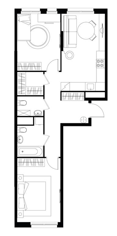 2-BD Apartment Sale, 63.8 sq. m. at Pervyi Moskovskiy, ulitsa Bianki, 1, Moskovskiy, Moscow, Russia #1