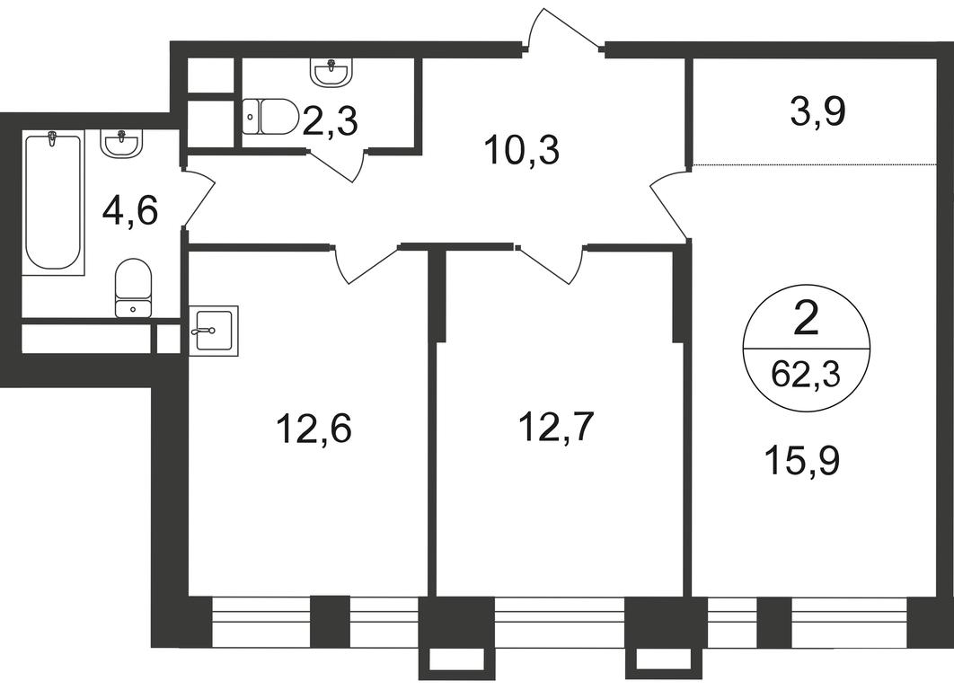 2-BD Apartment Sale, 62.3 sq. m. at Pervyi Moskovskiy, ulitsa Bianki, 1, Moskovskiy, Moscow, Russia #2 2-BD Apartment Sale, 62.3 sq. m. at Pervyi Moskovskiy, ulitsa Bianki, 1, Moskovskiy, Moscow, Russia #2