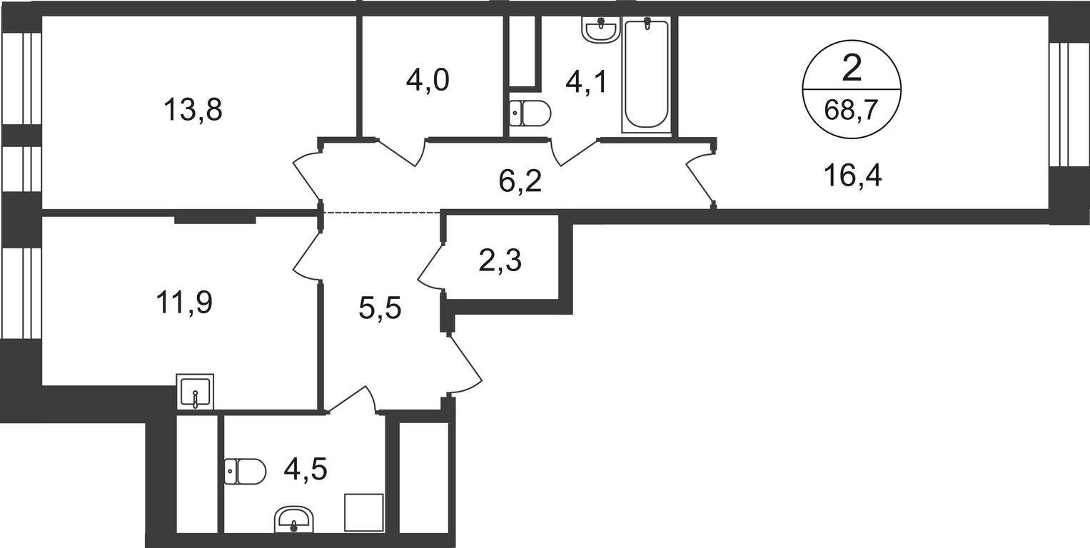 2-BD Apartment Sale, 68.7平方米 at Pervyi Moskovskiy, ulitsa Bianki, 1, Moskovskiy, Moscow, Russia #2 2-BD Apartment Sale, 68.7平方米 at Pervyi Moskovskiy, ulitsa Bianki, 1, Moskovskiy, Moscow, Russia #2