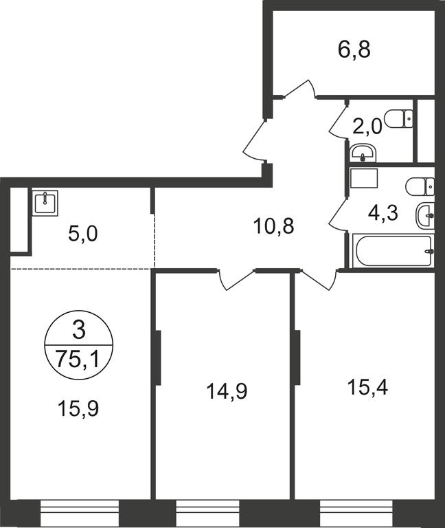 Продажа 3-комн. квартиры, 75,1 м² в ЖК «Первый Московский», улица Бианки, 1, Московский, Москва, Россия #1 Продажа 3-комн. квартиры, 75,1 м² в ЖК «Первый Московский», улица Бианки, 1, Московский, Москва, Россия #1