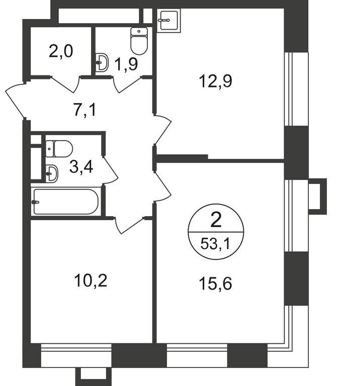 2-BD Apartment Sale, 53 sq. m. at Pervyi Moskovskiy, ulitsa Bianki, 1, Moskovskiy, Moscow, Russia #1 2-BD Apartment Sale, 53 sq. m. at Pervyi Moskovskiy, ulitsa Bianki, 1, Moskovskiy, Moscow, Russia #1
