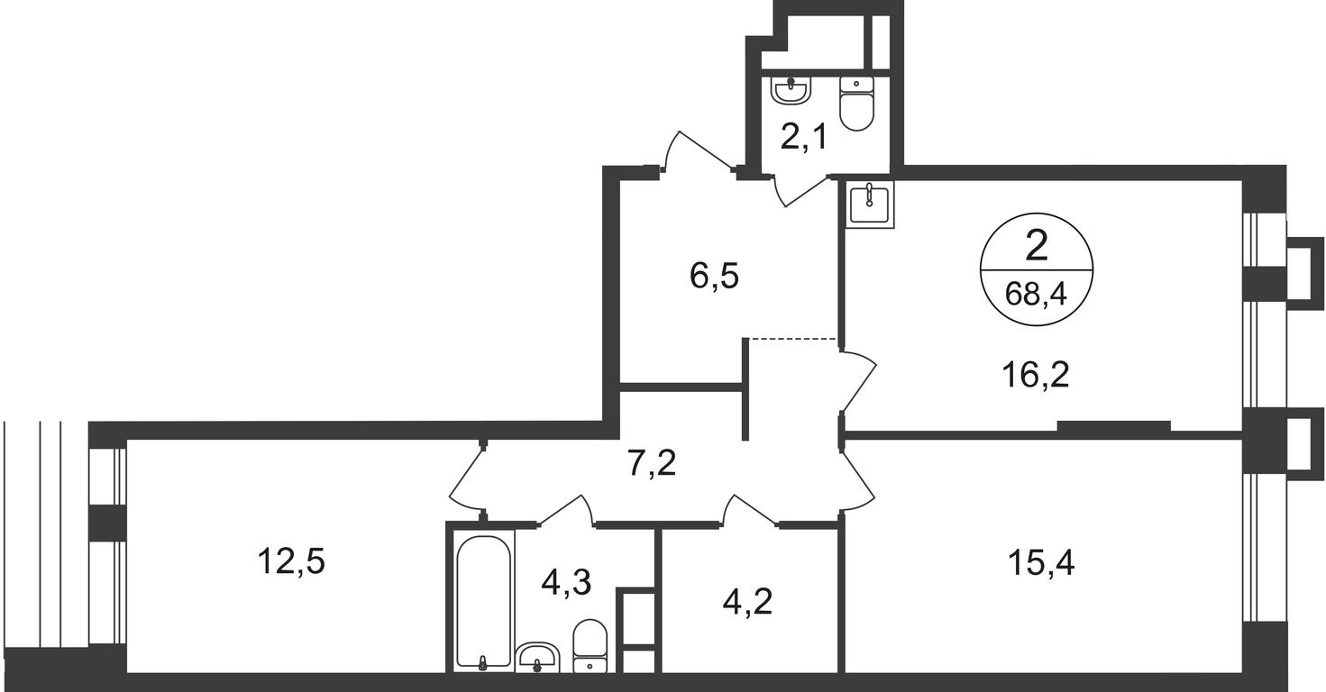 2-BD Apartment Sale, 68.4平方米 at Pervyi Moskovskiy, ulitsa Bianki, 1, Moskovskiy, Moscow, Russia #2 2-BD Apartment Sale, 68.4平方米 at Pervyi Moskovskiy, ulitsa Bianki, 1, Moskovskiy, Moscow, Russia #2