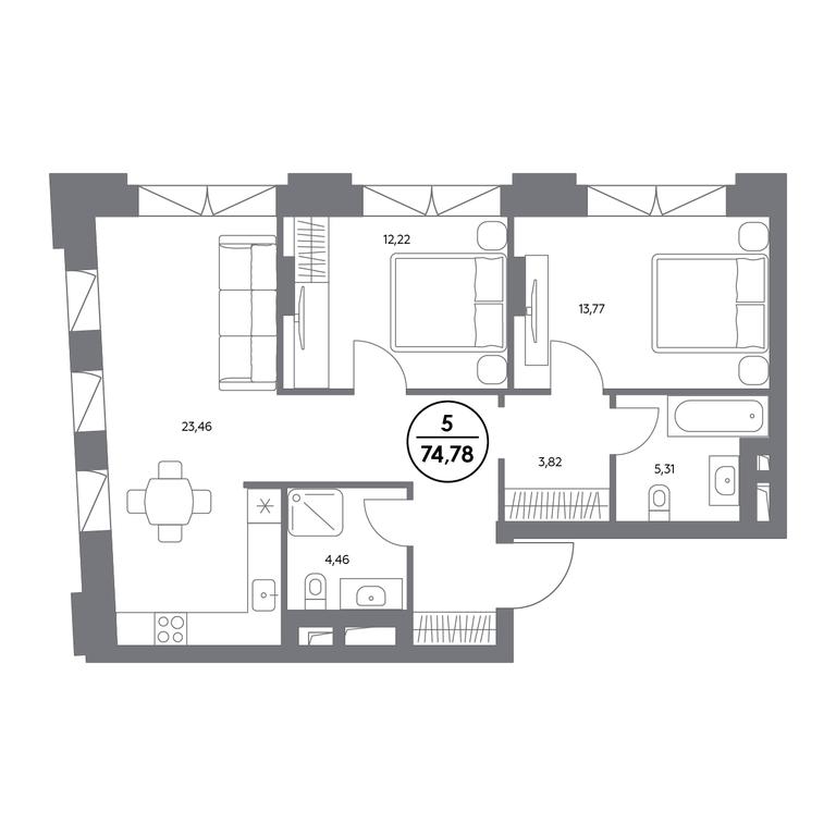 3-BD Apartment Sale, 73.6平方米 at Kosmo 4/22, Kosmodamianskaya Embankment, 4/22с8, Moscow, Russia #1 3-BD Apartment Sale, 73.6平方米 at Kosmo 4/22, Kosmodamianskaya Embankment, 4/22с8, Moscow, Russia #1
