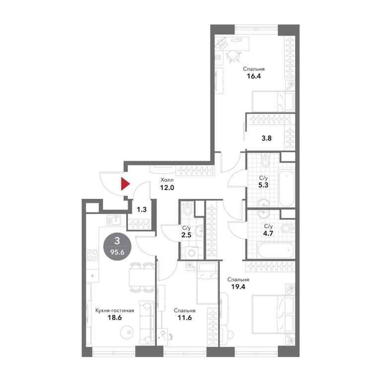 3-BD Apartment Sale, 95.8平方米 at Voxhall, Letnikovskaya Street, 4с2, Moscow, Russia #1 3-BD Apartment Sale, 95.8平方米 at Voxhall, Letnikovskaya Street, 4с2, Moscow, Russia #1