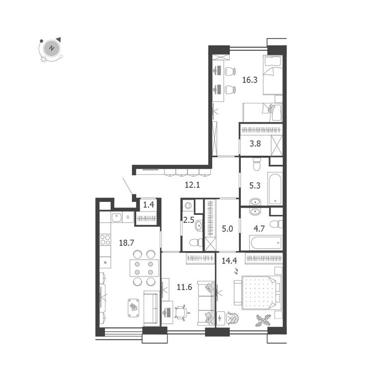 3-BD Apartment Sale, 95.8平方米 at Voxhall, Letnikovskaya Street, 4с2, Moscow, Russia #2 3-BD Apartment Sale, 95.8平方米 at Voxhall, Letnikovskaya Street, 4с2, Moscow, Russia #2
