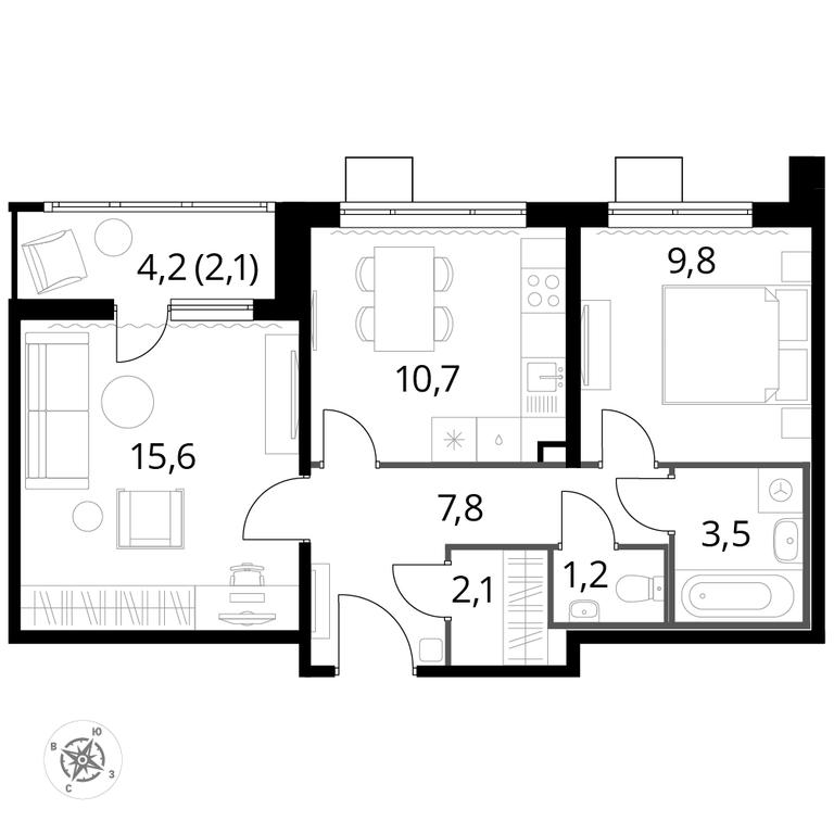 2-BD Apartment Sale, 52.9 sq. m. at Pervyi Lermontovskiy, zhiloy kompleks 1-y Lermontovskiy, Lyubertsy, Moscow Region, Russia #1 2-BD Apartment Sale, 52.9 sq. m. at Pervyi Lermontovskiy, zhiloy kompleks 1-y Lermontovskiy, Lyubertsy, Moscow Region, Russia #1