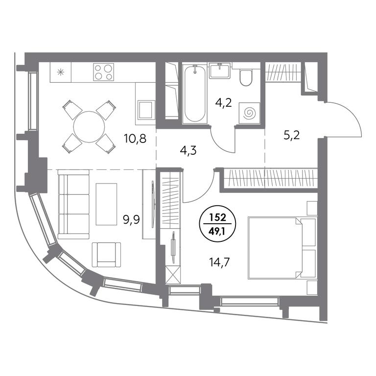 2-BD Apartment Sale, 49.1平方米 at Dom56, Fridrikha Engelsa Street, 56с1, Moscow, Russia #1 2-BD Apartment Sale, 49.1平方米 at Dom56, Fridrikha Engelsa Street, 56с1, Moscow, Russia #1