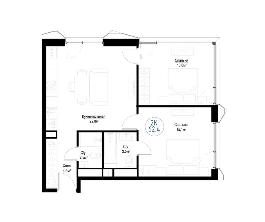2-BD Apartment Sale, 61 sq. m. at Metropoliya, Volgogradsky Avenue, 32/3к1, Moscow, Russia #1 2-BD Apartment Sale, 61 sq. m. at Metropoliya, Volgogradsky Avenue, 32/3к1, Moscow, Russia #1
