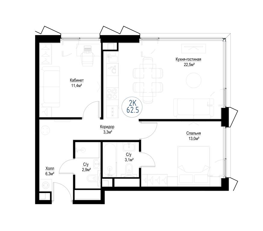 2-BD Apartment Sale, 62.5 sq. m. at Metropoliya, Volgogradsky Avenue, 32/3к1, Moscow, Russia #1 2-BD Apartment Sale, 62.5 sq. m. at Metropoliya, Volgogradsky Avenue, 32/3к1, Moscow, Russia #1