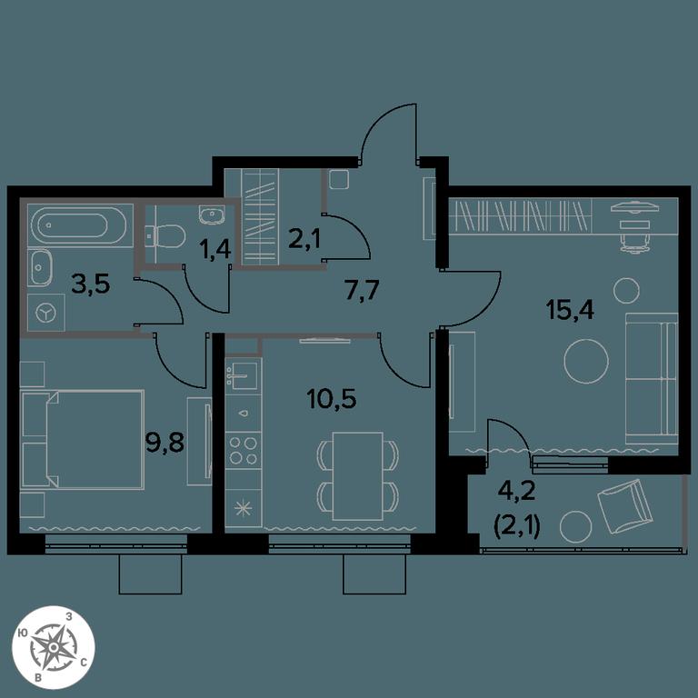 2-BD Apartment Sale, 52.5 sq. m. at Pervy Donskoj, zhiloy mikrorayon Sapronovo, derevnya Sapronovo, Leninskiy City District, Moscow Region, Russia #1 2-BD Apartment Sale, 52.5 sq. m. at Pervy Donskoj, zhiloy mikrorayon Sapronovo, derevnya Sapronovo, Leninskiy City District, Moscow Region, Russia #1