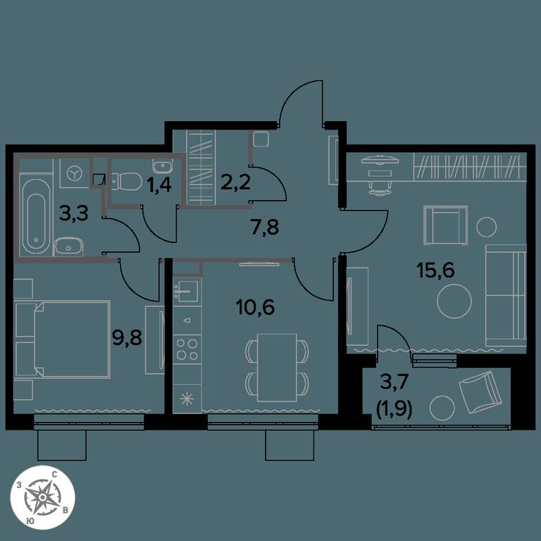 2-BD Apartment Sale, 52.6 sq. m. at Pervy Donskoj, zhiloy mikrorayon Sapronovo, derevnya Sapronovo, Leninskiy City District, Moscow Region, Russia #1 2-BD Apartment Sale, 52.6 sq. m. at Pervy Donskoj, zhiloy mikrorayon Sapronovo, derevnya Sapronovo, Leninskiy City District, Moscow Region, Russia #1