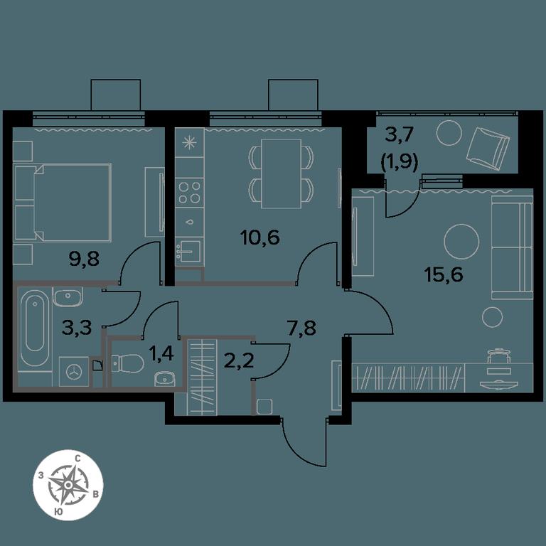 2-BD Apartment Sale, 52.6 sq. m. at Pervy Donskoj, zhiloy mikrorayon Sapronovo, derevnya Sapronovo, Leninskiy City District, Moscow Region, Russia #1 2-BD Apartment Sale, 52.6 sq. m. at Pervy Donskoj, zhiloy mikrorayon Sapronovo, derevnya Sapronovo, Leninskiy City District, Moscow Region, Russia #1