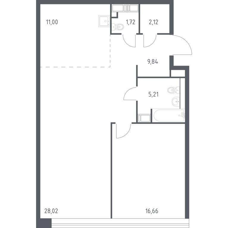 Apartment Sale, 74.57平方米 at MirrorZdanie, Oktyabrskaya Street, 98, Moscow, Russia #1