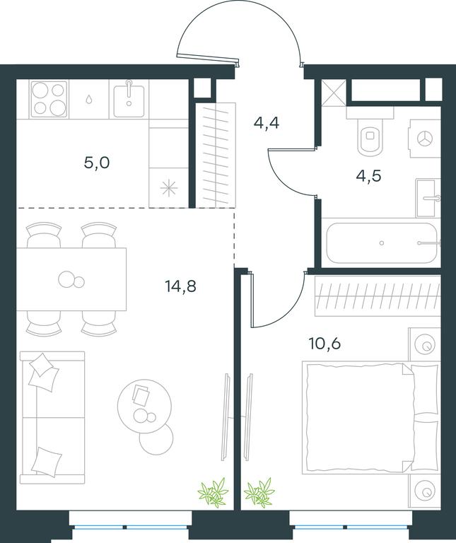 1-BD Apartment Sale, 39.3 sq. m. at Level Michurinskiy, Озёрная улица, вл1, Москва, Россия #1 1-BD Apartment Sale, 39.3 sq. m. at Level Michurinskiy, Озёрная улица, вл1, Москва, Россия #1
