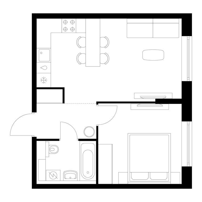 1-BD Apartment Sale, 40.6平方米 at Serednevskiy Les, деревня Середнево, 1к1, поселение Филимонковское, Москва, Россия #1