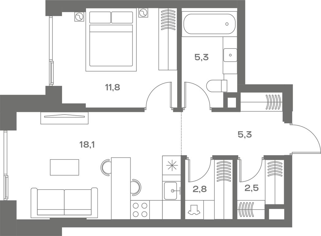 1-BD Apartment Sale, 47.5 sq. m. at Soul, Chasovaya Street, 28, Moscow, Russia #2