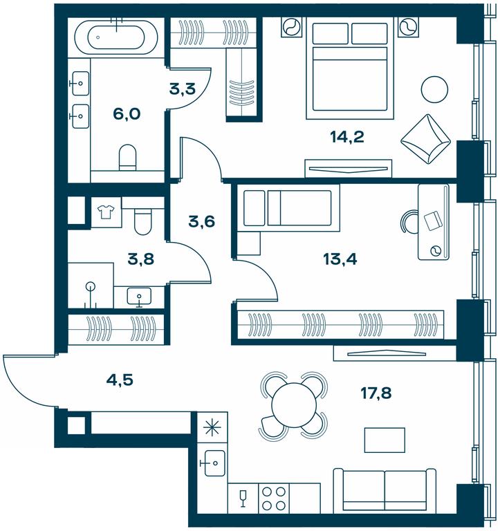 2-BD Apartment Sale, 68.1 sq. m. at Soul, Chasovaya Street, 28, Moscow, Russia #1 2-BD Apartment Sale, 68.1 sq. m. at Soul, Chasovaya Street, 28, Moscow, Russia #1