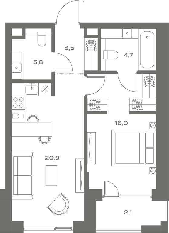 1-BD Apartment Sale, 53.3平方米 at Soul, Chasovaya Street, 28, Moscow, Russia #1 1-BD Apartment Sale, 53.3平方米 at Soul, Chasovaya Street, 28, Moscow, Russia #1