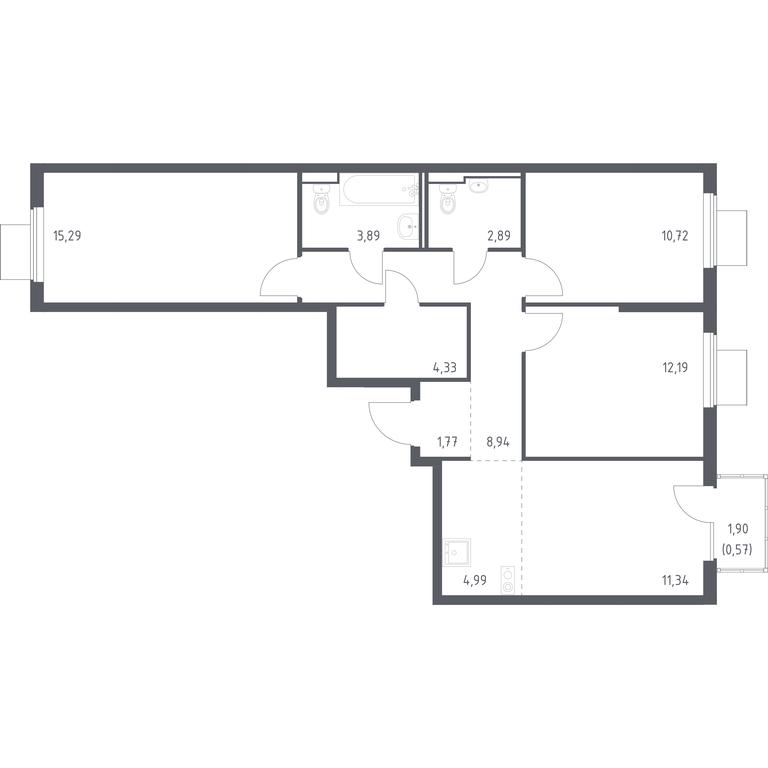 2-BD Apartment Sale, 76.92平方米 at Gorki Park, Shkolnaya ulitsa, 2, derevnya Korobovo, Leninskiy City District, Moscow Region, Russia #1