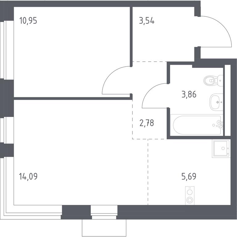 Apartment Sale, 40.91 sq. m. at Novoe Vidnoe, Kalinovka Village, Leninskiy City District, Moscow Region, Russia #1