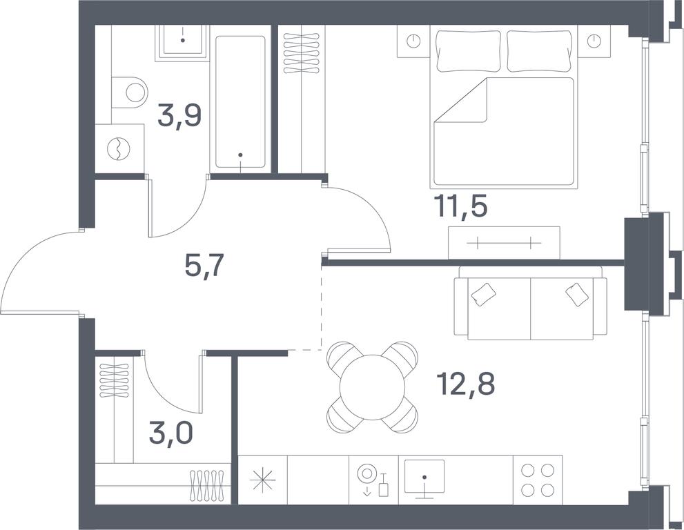 1-BD Apartment Sale, 36.9 sq. m. at Portland, Yuzhnoportovaya Street, 42с5, Moscow, Russia #2