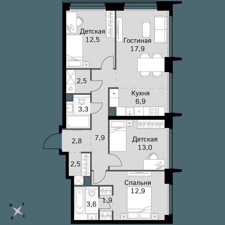 4-BD Apartment Sale, 87.7平方米 at Amber City, 3rd Khoroshyovsky Drive, 3А, Moscow, Russia #1 4-BD Apartment Sale, 87.7平方米 at Amber City, 3rd Khoroshyovsky Drive, 3А, Moscow, Russia #1