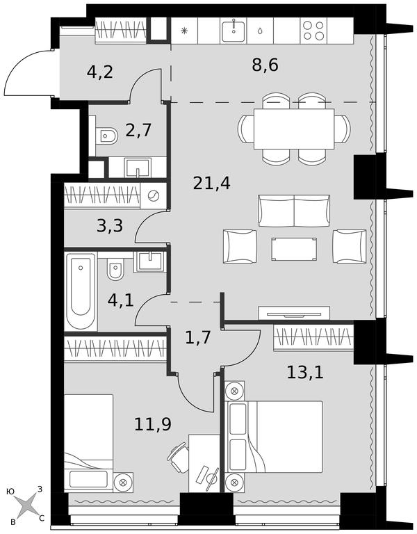 3-BD Apartment Sale, 71 sq. m. at Amber City, 3rd Khoroshyovsky Drive, 3А, Moscow, Russia #1
