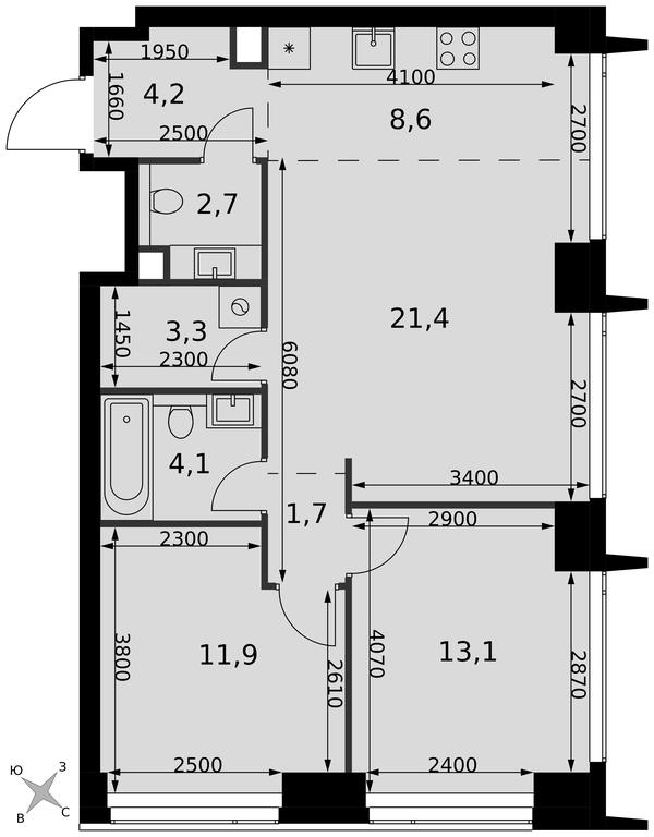 3-BD Apartment Sale, 71 sq. m. at Amber City, 3rd Khoroshyovsky Drive, 3А, Moscow, Russia #2
