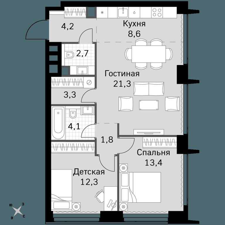 3-BD Apartment Sale, 71.7平方米 at Amber City, 3rd Khoroshyovsky Drive, 3А, Moscow, Russia #1 3-BD Apartment Sale, 71.7平方米 at Amber City, 3rd Khoroshyovsky Drive, 3А, Moscow, Russia #1