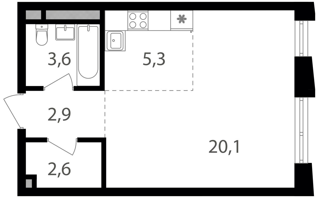 Apartment Sale, 34.5平方米 at Semenovskij Park 2, 1st Kirpichny Lane, 17А, Moscow, Russia #1