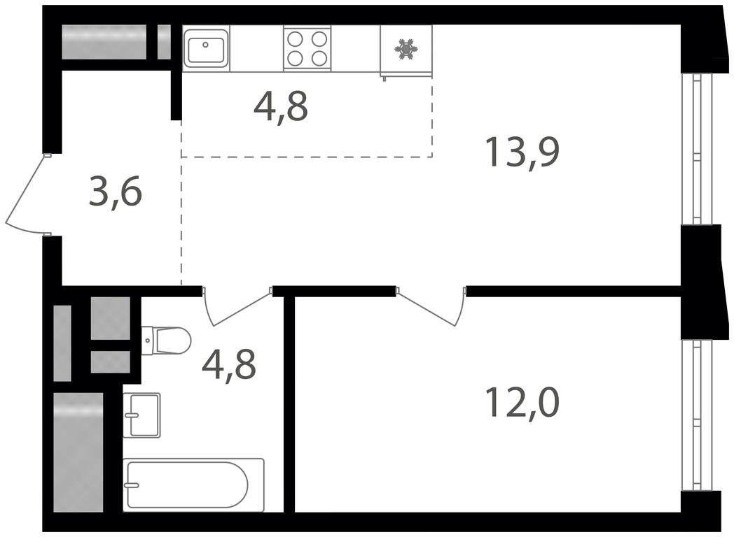 1-BD Apartment Sale, 39.1 sq. m. at Semenovskij Park 2, 1st Kirpichny Lane, 17А, Moscow, Russia #2