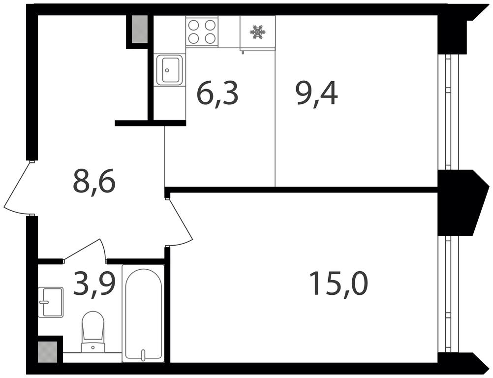 1-BD Apartment Sale, 43.2 sq. m. at Petrovskiy Park II, Stary Petrovsko-Razumovsky Drive, 1/23, Moscow, Russia #1