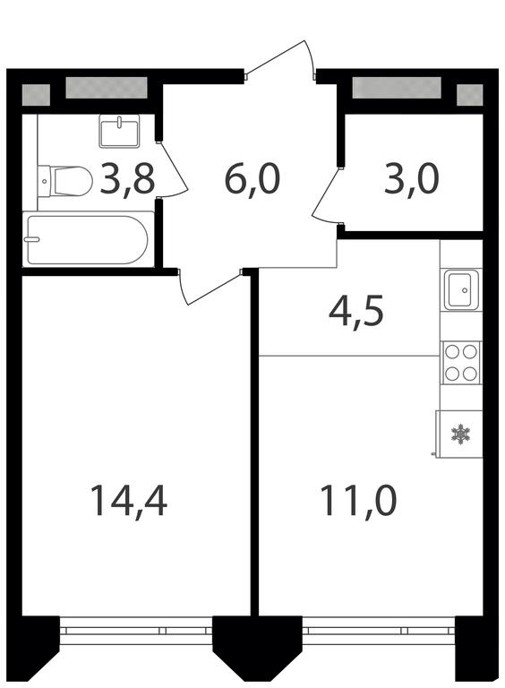 1-BD Apartment Sale, 42.7平方米 at Petrovskiy Park II, Stary Petrovsko-Razumovsky Drive, 1/23, Moscow, Russia #1 1-BD Apartment Sale, 42.7平方米 at Petrovskiy Park II, Stary Petrovsko-Razumovsky Drive, 1/23, Moscow, Russia #1