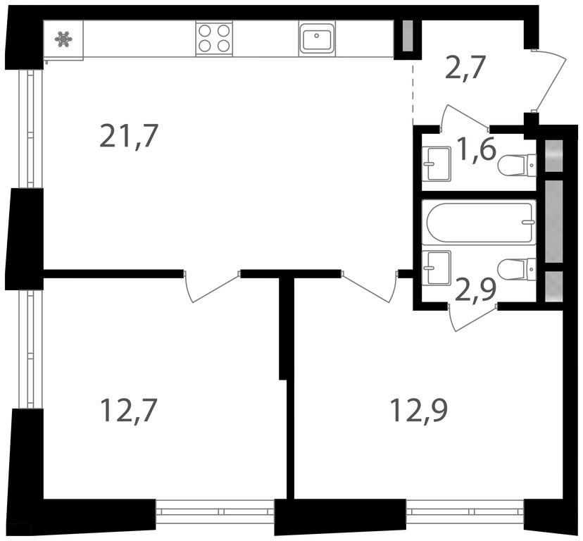 2-BD Apartment Sale, 54.5 sq. m. at Semenovskij Park 2, 1st Kirpichny Lane, 17А, Moscow, Russia #1 2-BD Apartment Sale, 54.5 sq. m. at Semenovskij Park 2, 1st Kirpichny Lane, 17А, Moscow, Russia #1
