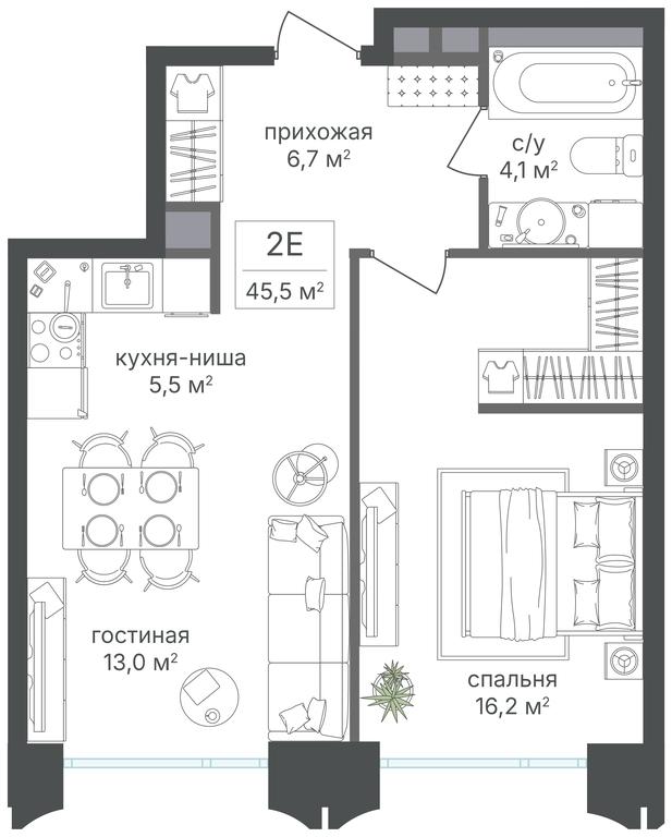 1-BD Apartment Sale, 45.5 sq. m. at Petrovskiy Park II, Stary Petrovsko-Razumovsky Drive, 1/23, Moscow, Russia #2