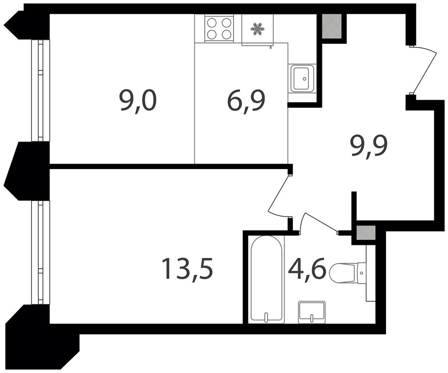 1-BD Apartment Sale, 43.9平方米 at Petrovskiy Park II, Stary Petrovsko-Razumovsky Drive, 1/23, Moscow, Russia #1
