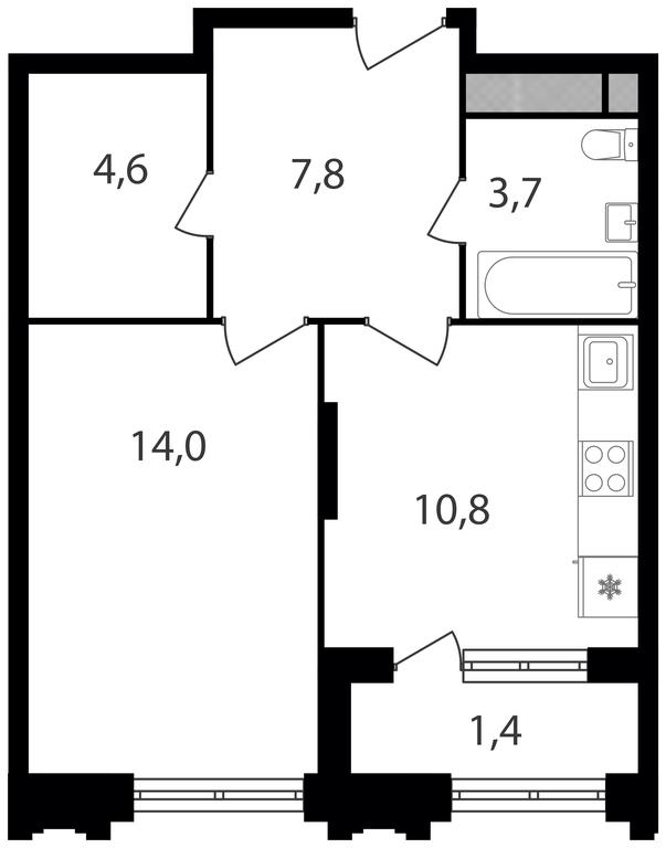 1-BD Apartment Sale, 42.3平方米 at Varshavskie Vorota, Varshavskoye Highway, 141, Moscow, Russia #2 1-BD Apartment Sale, 42.3平方米 at Varshavskie Vorota, Varshavskoye Highway, 141, Moscow, Russia #2