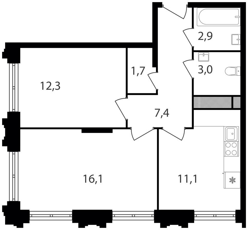 2-BD Apartment Sale, 54.5平方米 at Varshavskie Vorota, Varshavskoye Highway, 141, Moscow, Russia #1 2-BD Apartment Sale, 54.5平方米 at Varshavskie Vorota, Varshavskoye Highway, 141, Moscow, Russia #1