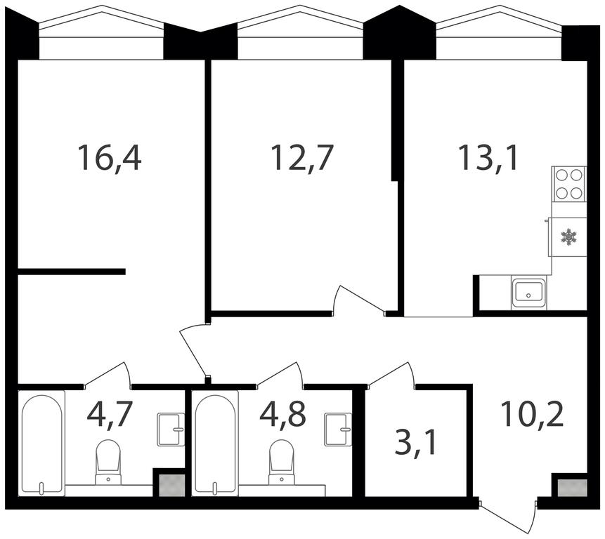 2-BD Apartment Sale, 65平方米 at Petrovskiy Park II, Stary Petrovsko-Razumovsky Drive, 1/23, Moscow, Russia #1