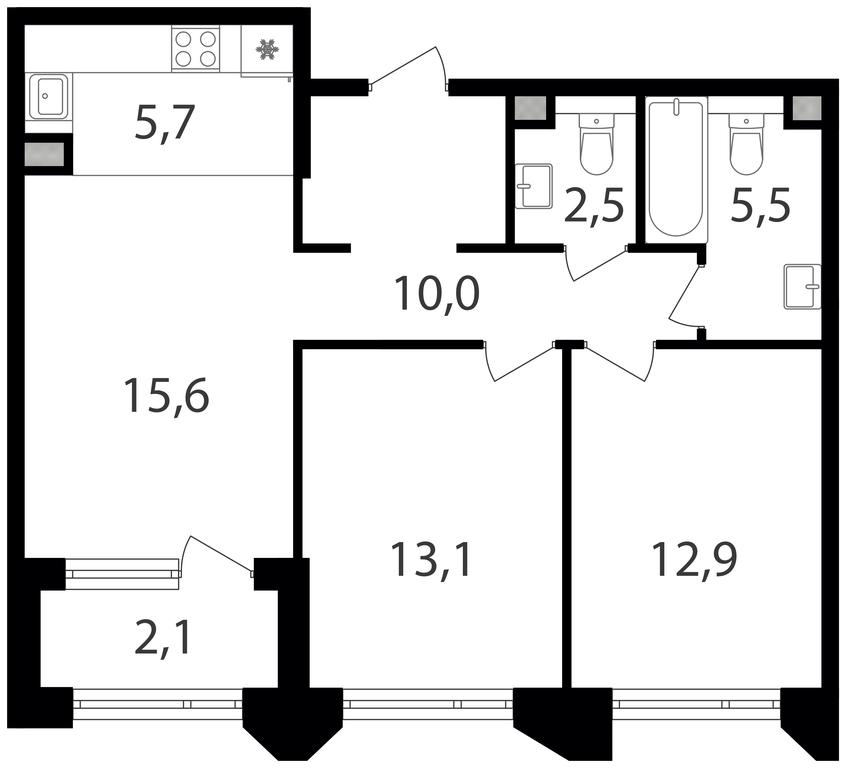2-BD Apartment Sale, 67.4 sq. m. at Petrovskiy Park II, Stary Petrovsko-Razumovsky Drive, 1/23, Moscow, Russia #1