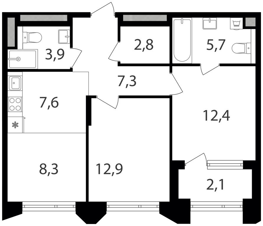 2-BD Apartment Sale, 63 sq. m. at Petrovskiy Park II, Stary Petrovsko-Razumovsky Drive, 1/23, Moscow, Russia #1