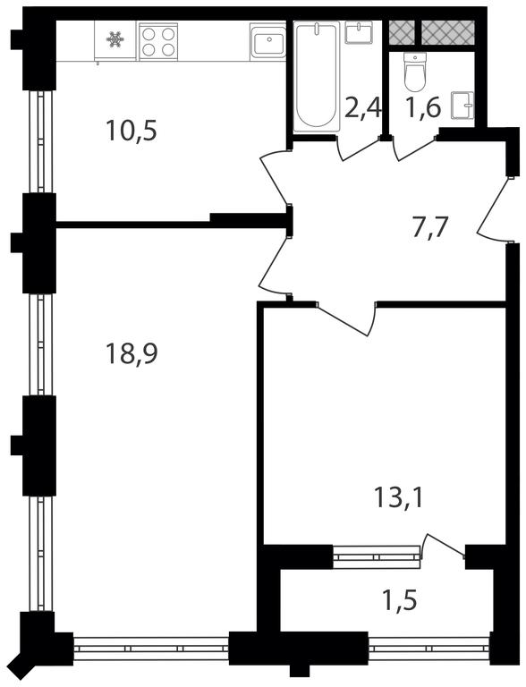 2-BD Apartment Sale, 55.7平方米 at Varshavskie Vorota, Varshavskoye Highway, 141, Moscow, Russia #1