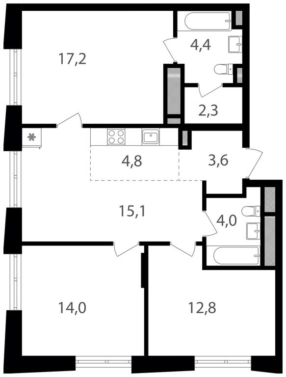 3-BD Apartment Sale, 78.2平方米 at Semenovskij Park 2, 1st Kirpichny Lane, 17А, Moscow, Russia #2 3-BD Apartment Sale, 78.2平方米 at Semenovskij Park 2, 1st Kirpichny Lane, 17А, Moscow, Russia #2