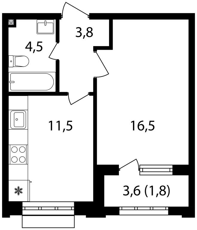 1-BD Apartment Sale, 38.2 sq. m. at Mikhalkovskiy, Mikhalkovskaya Street, 48, Moscow, Russia #2