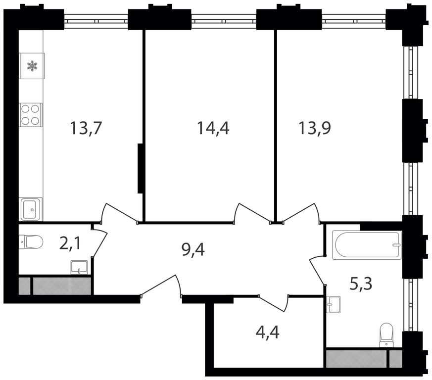 2-BD Apartment Sale, 63.2平方米 at Varshavskie Vorota, Varshavskoye Highway, 141, Moscow, Russia #1 2-BD Apartment Sale, 63.2平方米 at Varshavskie Vorota, Varshavskoye Highway, 141, Moscow, Russia #1
