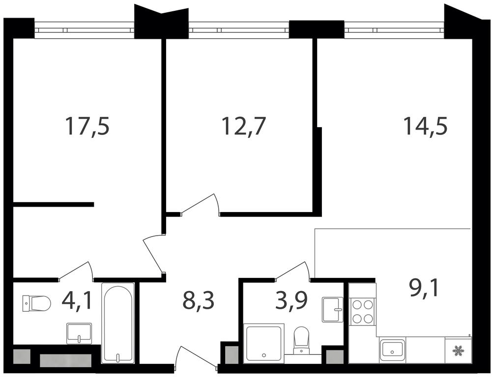 2-BD Apartment Sale, 70.1平方米 at Petrovskiy Park II, Stary Petrovsko-Razumovsky Drive, 1/23, Moscow, Russia #1