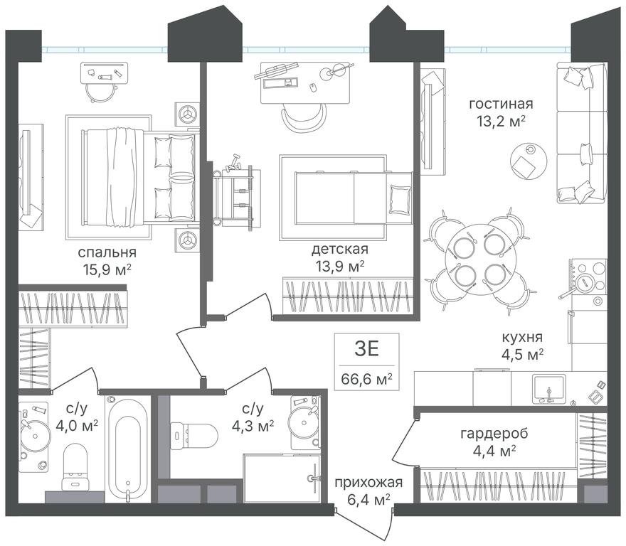 2-BD Apartment Sale, 66.6 sq. m. at Petrovskiy Park II, Stary Petrovsko-Razumovsky Drive, 1/23, Moscow, Russia #2 2-BD Apartment Sale, 66.6 sq. m. at Petrovskiy Park II, Stary Petrovsko-Razumovsky Drive, 1/23, Moscow, Russia #2