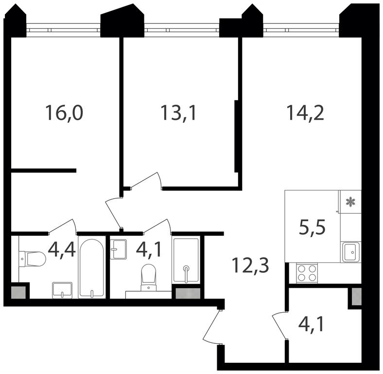 2-BD Apartment Sale, 73.7 sq. m. at Petrovskiy Park II, Stary Petrovsko-Razumovsky Drive, 1/23, Moscow, Russia #1