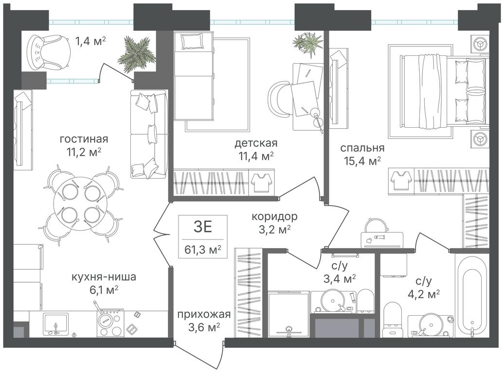 2-BD Apartment Sale, 59.9 sq. m. at Mikhalkovskiy, Mikhalkovskaya Street, 48, Moscow, Russia #1 2-BD Apartment Sale, 59.9 sq. m. at Mikhalkovskiy, Mikhalkovskaya Street, 48, Moscow, Russia #1