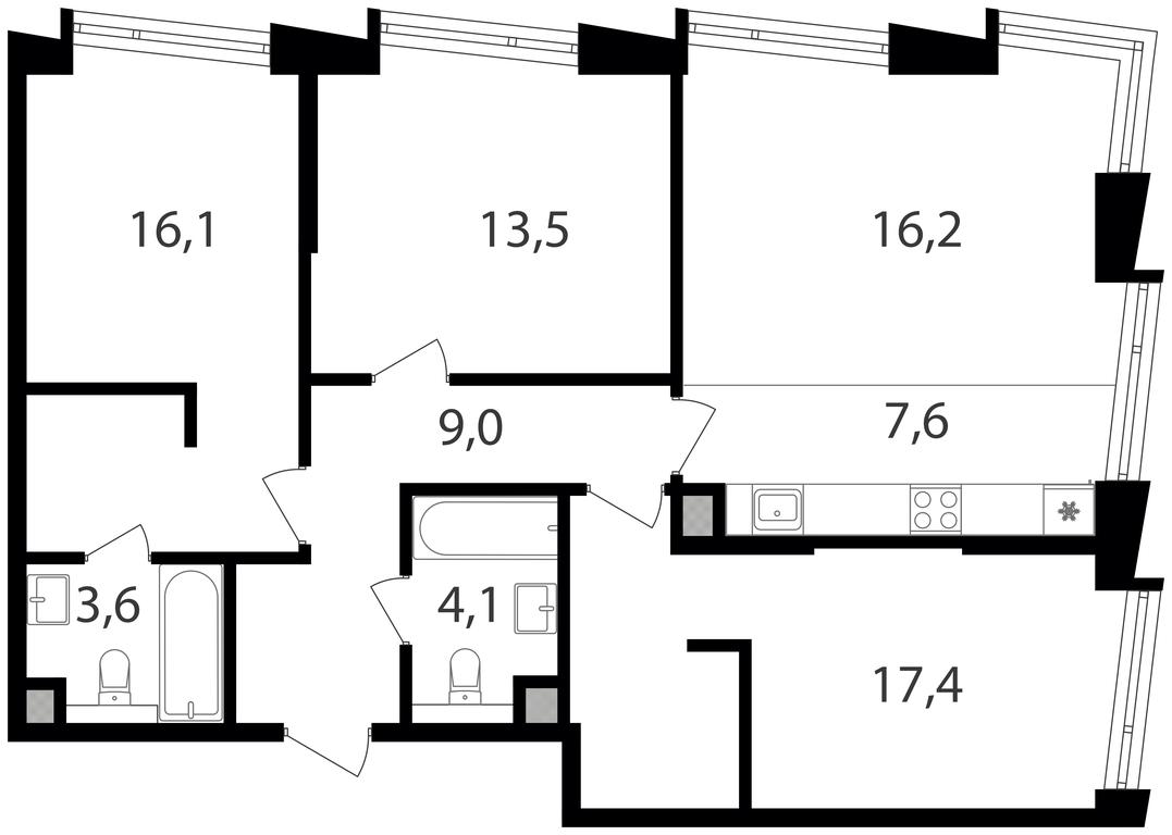 3-BD Apartment Sale, 87.5平方米 at Petrovskiy Park II, Stary Petrovsko-Razumovsky Drive, 1/23, Moscow, Russia #1